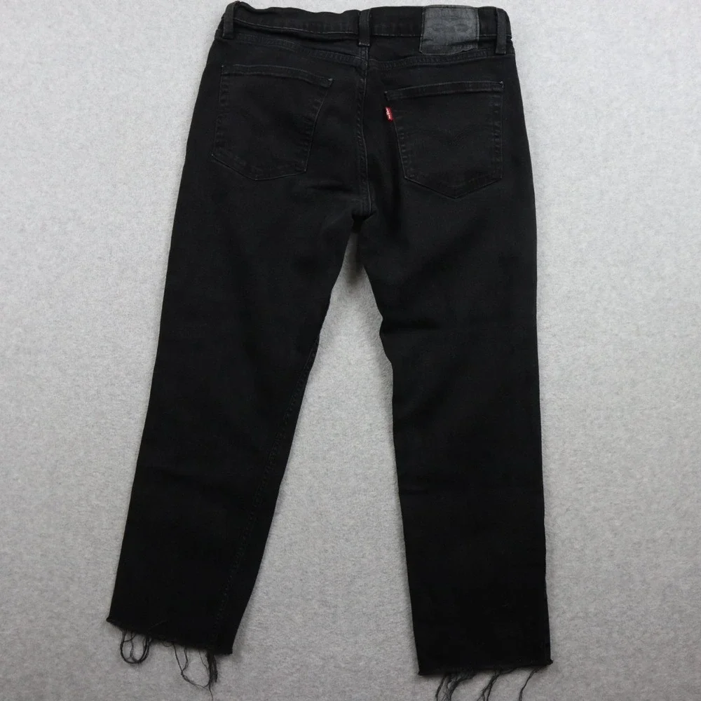 Levi's 514 Jeans Mens 32x25 Straight Fit Cropped Raw Hem Stretch Denim‎ Black